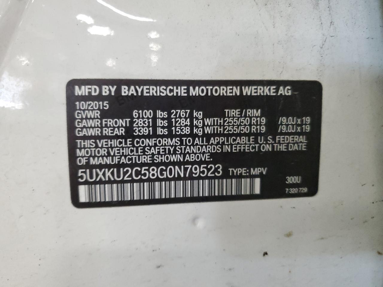 2016 BMW X6 xDrive35I VIN: 5UXKU2C58G0N79523 Lot: 90028355