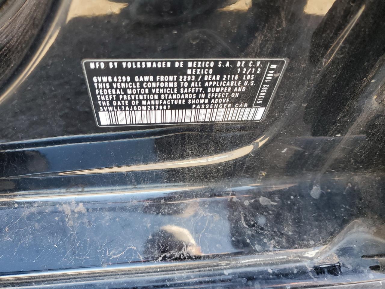 2013 Volkswagen Jetta Tdi VIN: 3VWLL7AJ6DM257961 Lot: 84958505