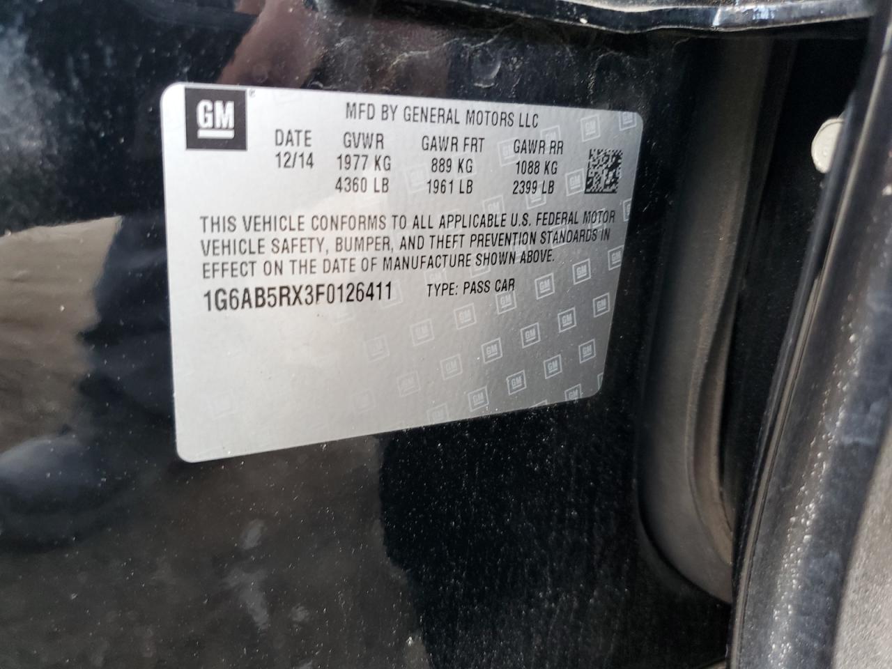2015 Cadillac Ats Luxury VIN: 1G6AB5RX3F0126411 Lot: 85080545