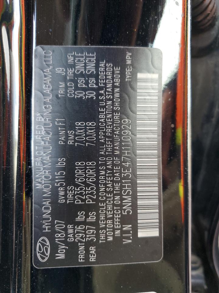 2007 Hyundai Santa Fe Se VIN: 5NMSH13E47H110929 Lot: 86519365