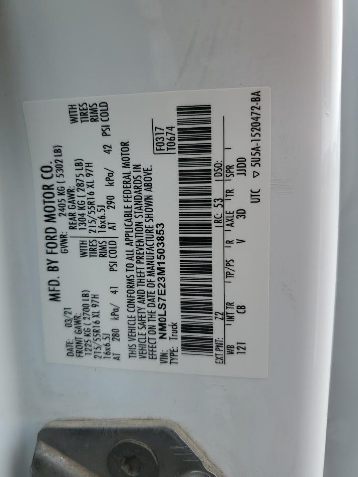 2021 Ford Transit Connect Xl VIN: NM0LS7E23M1503853 Lot: 84875475