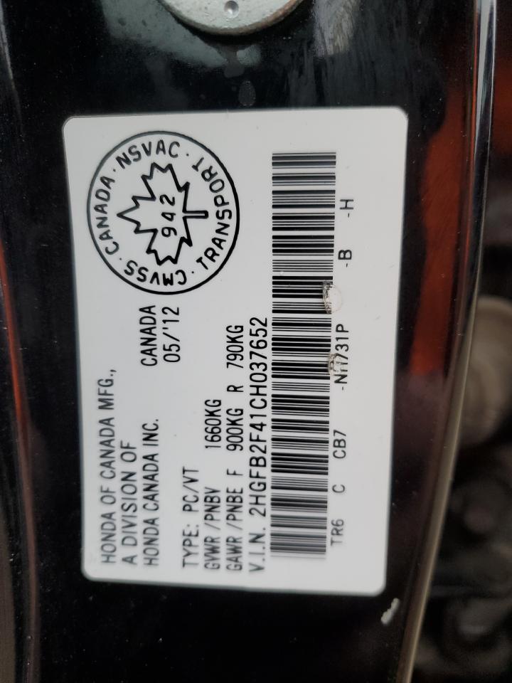 2012 Honda Civic Lx VIN: 2HGFB2F41CH037652 Lot: 84629615