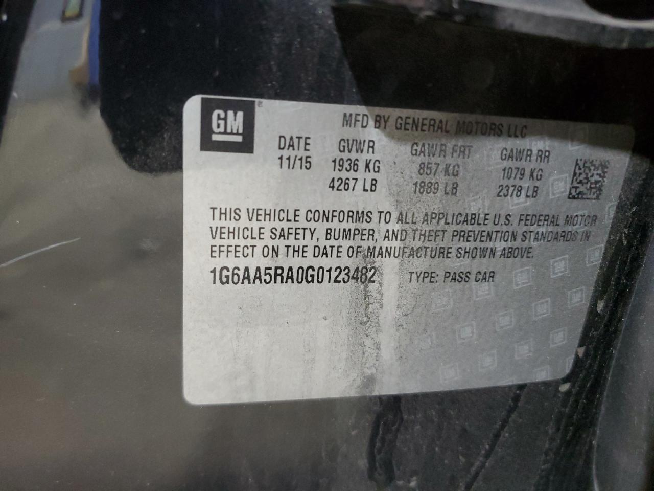2016 Cadillac Ats VIN: 1G6AA5RA0G0123482 Lot: 85114495
