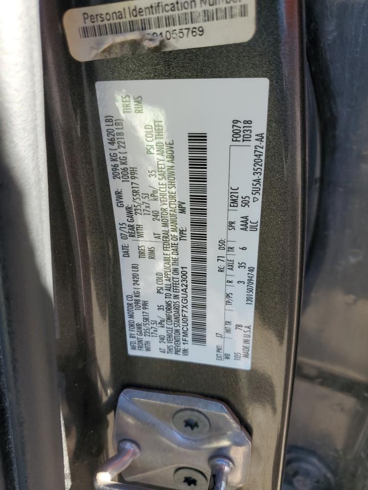 2016 Ford Escape S VIN: 1FMCU0F7XGUA23001 Lot: 85060655