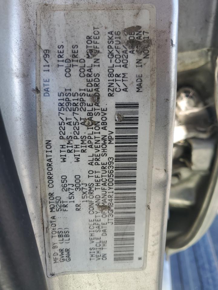 2000 Toyota 4Runner VIN: JT3GM84R1Y0056393 Lot: 86337885