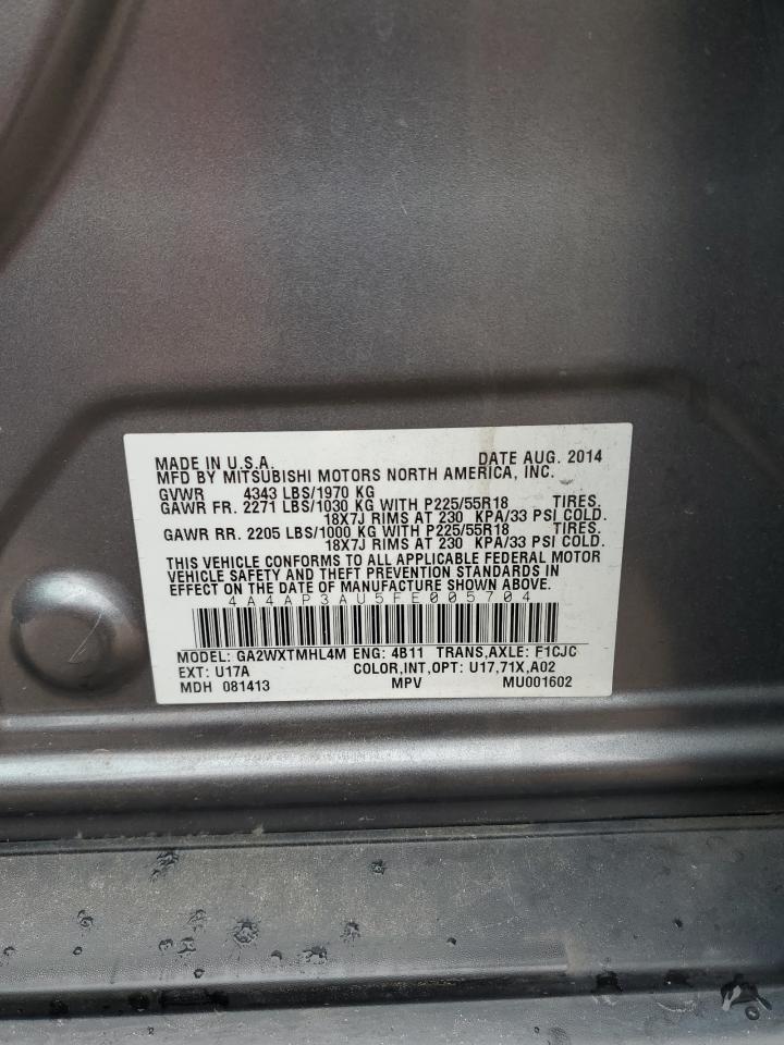 2015 Mitsubishi Outlander Sport Es VIN: 4A4AP3AU5FE005704 Lot: 82779265