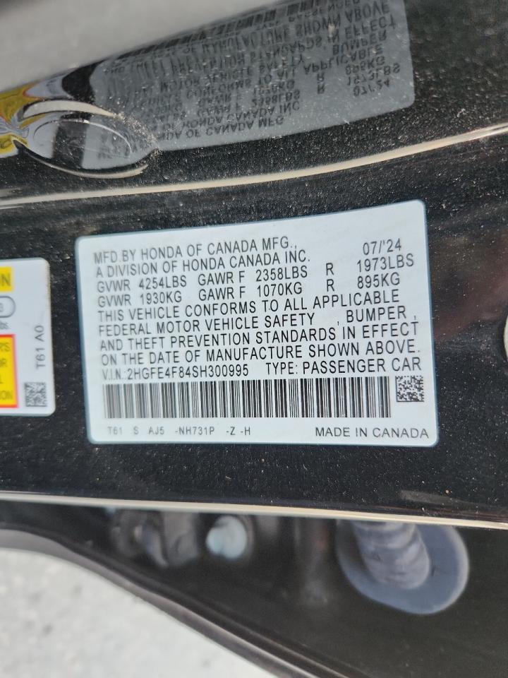 2025 Honda Civic Sport VIN: 2HGFE4F84SH300995 Lot: 86314485