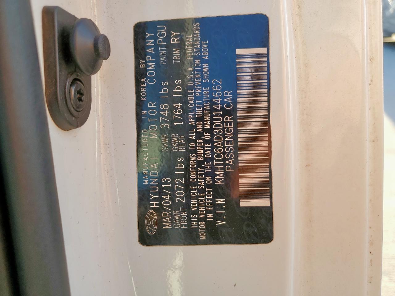 2013 Hyundai Veloster VIN: KMHTC6AD3DU144662 Lot: 85910985