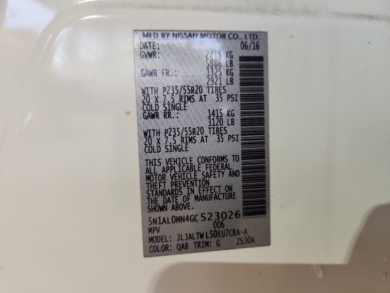 2016 Infiniti Qx60 VIN: 5N1AL0MN4GC523026 Lot: 82272915