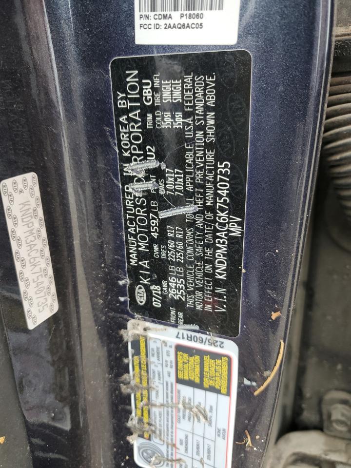 2019 Kia Sportage Lx VIN: KNDPM3AC6K7540735 Lot: 86120235