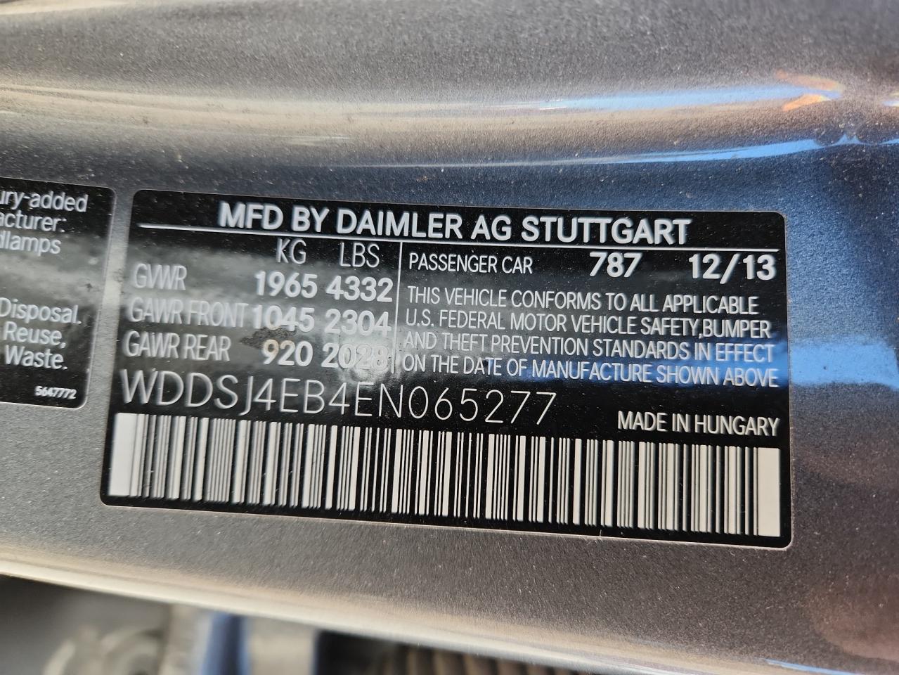 2014 Mercedes-Benz Cla 250 VIN: WDDSJ4EB4EN065277 Lot: 90114485