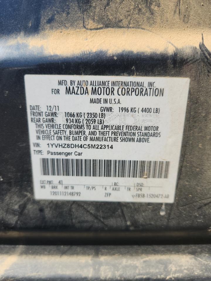 2012 Mazda 6 I VIN: 1YVHZ8DH4C5M22314 Lot: 86792255