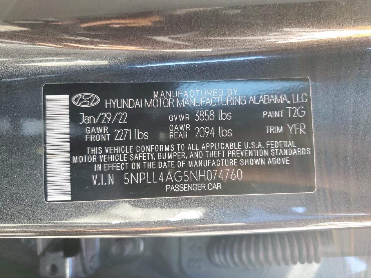 2022 Hyundai Elantra Se VIN: 5NPLL4AG5NH074760 Lot: 89697385