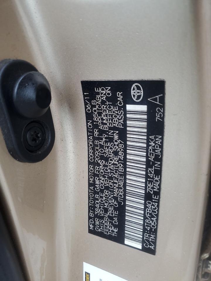 2011 Toyota Corolla Base VIN: JTDBU4EE1B9148987 Lot: 86293115