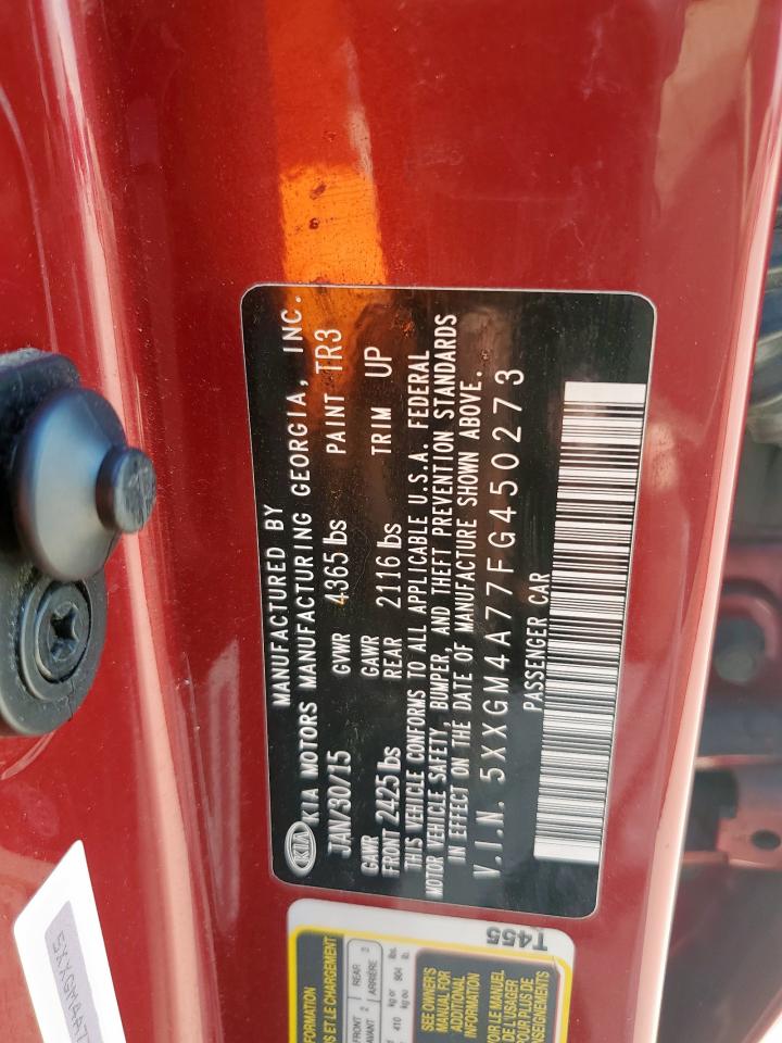 2015 Kia Optima Lx VIN: 5XXGM4A77FG450273 Lot: 85092385