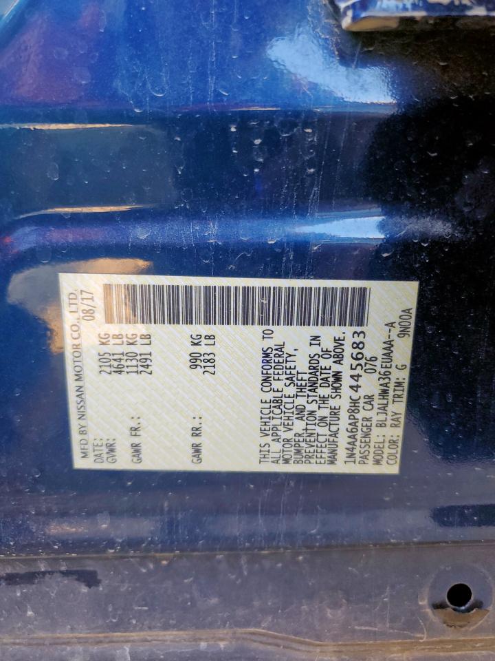 2017 Nissan Maxima 3.5S VIN: 1N4AA6AP8HC445683 Lot: 86116915