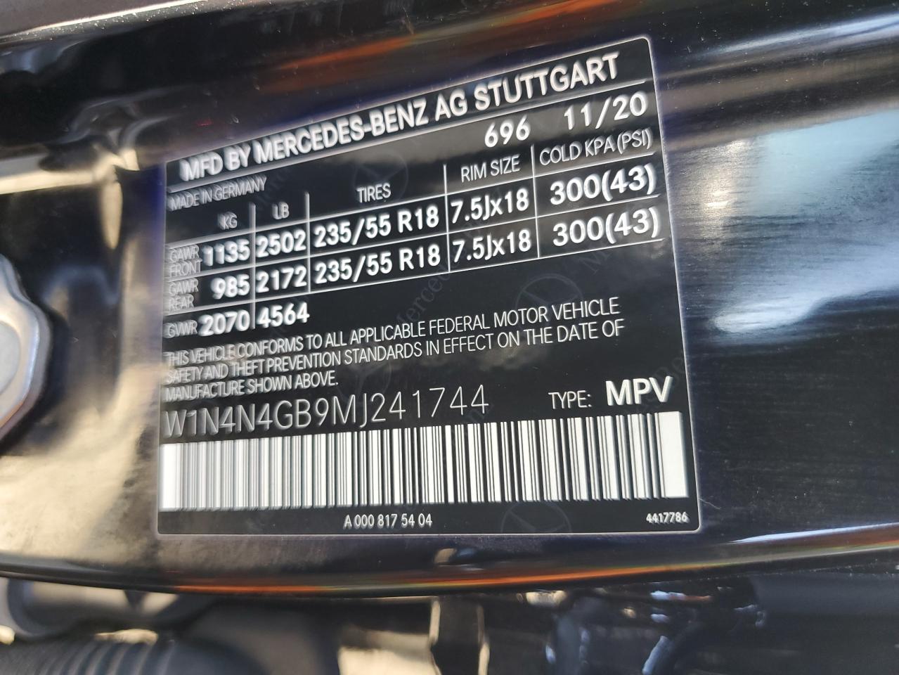 2021 Mercedes-Benz Gla 250 VIN: W1N4N4GB9MJ241744 Lot: 82320395