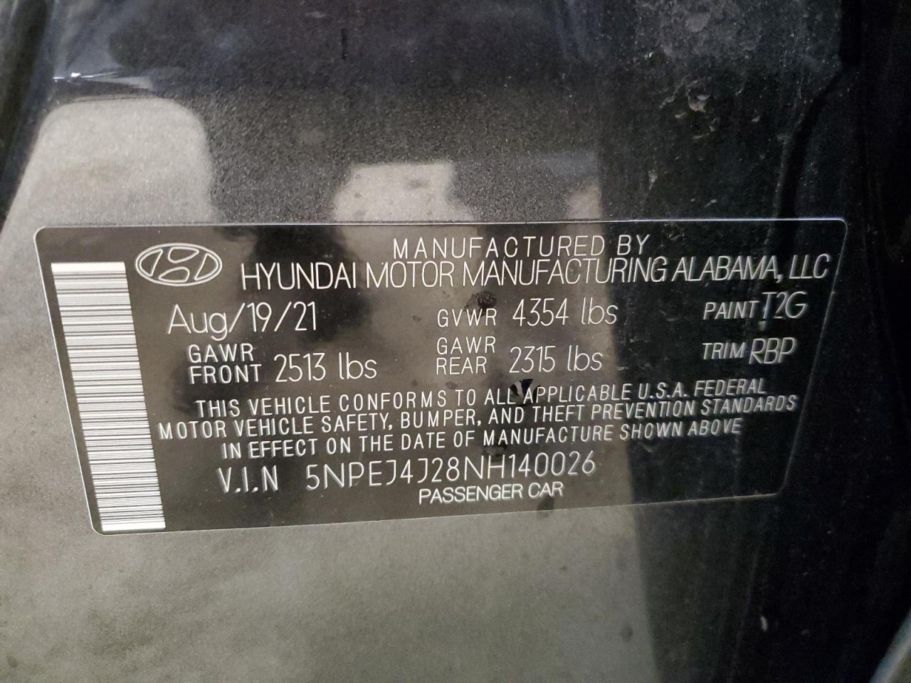 2022 Hyundai Sonata Sel Plus VIN: 5NPEJ4J28NH140026 Lot: 84814815