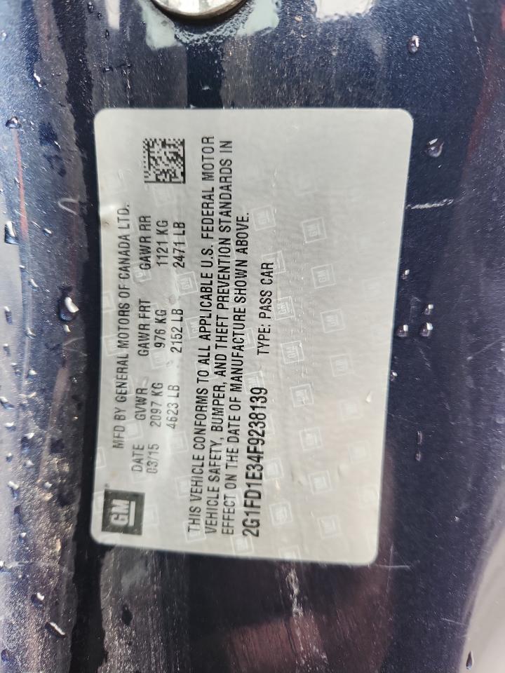 2015 Chevrolet Camaro Lt VIN: 2G1FD1E34F9238139 Lot: 85376515