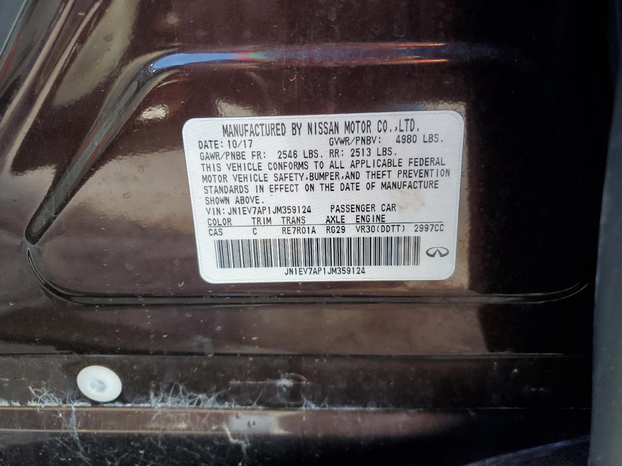 2018 Infiniti Q50 Luxe VIN: JN1EV7AP1JM359124 Lot: 82424555