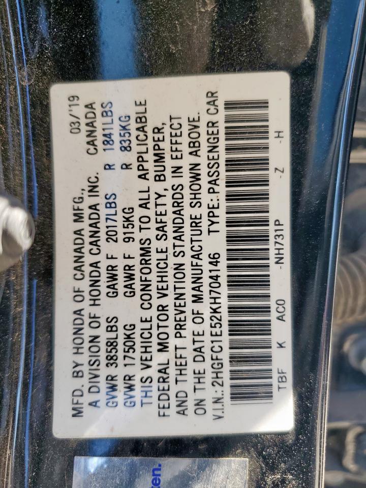2019 Honda Civic Si VIN: 2HGFC1E52KH704146 Lot: 86084935