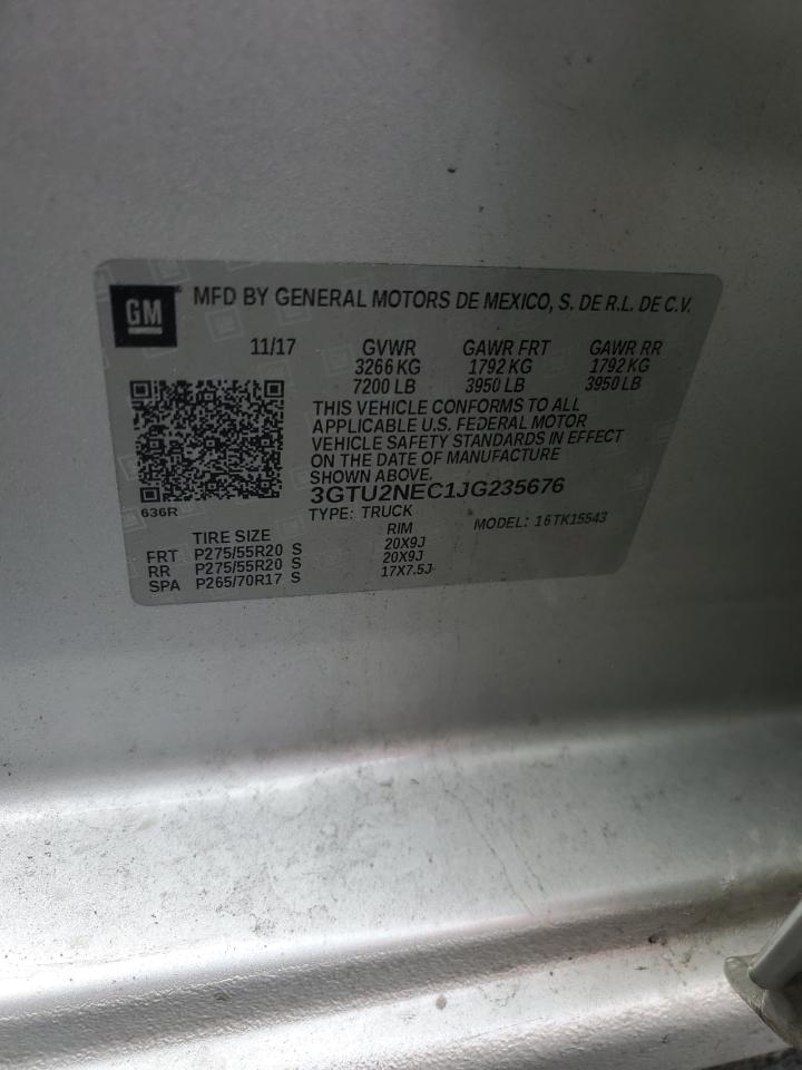 2018 GMC Sierra K1500 Slt VIN: 3GTU2NEC1JG235676 Lot: 90501905