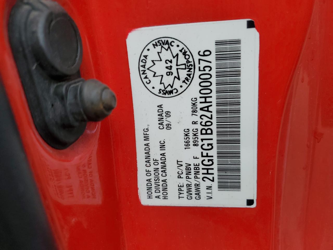 2010 Honda Civic Lx VIN: 2HGFG1B62AH000576 Lot: 84592865