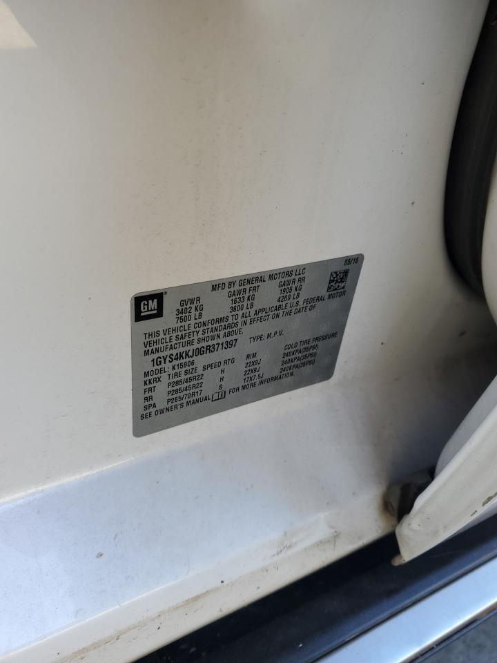 2016 Cadillac Escalade Esv Platinum VIN: 1GYS4KKJ0GR371397 Lot: 90630335