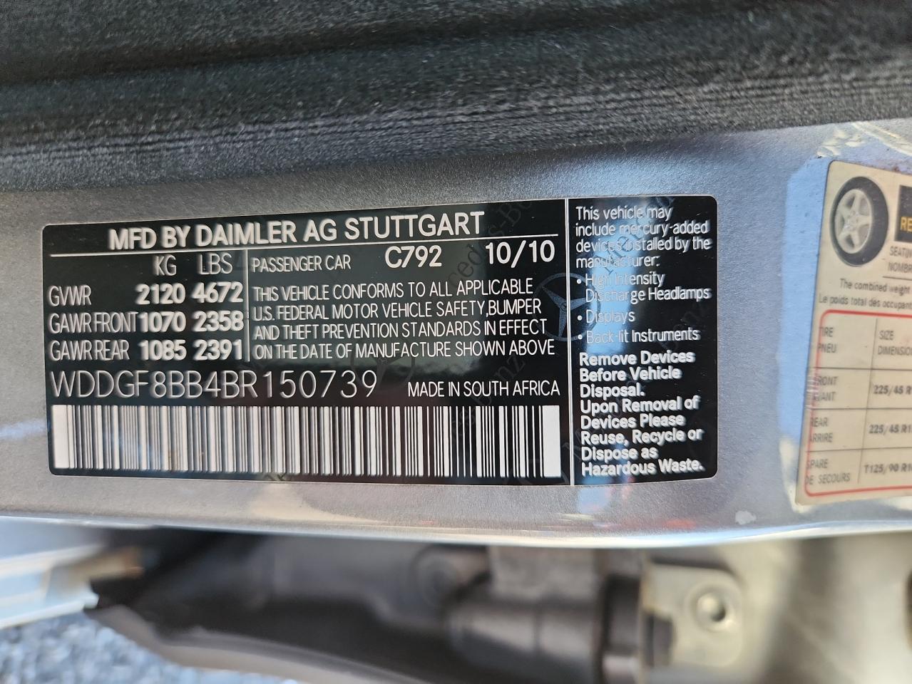2011 Mercedes-Benz C 300 4Matic VIN: WDDGF8BB4BR150739 Lot: 70669505