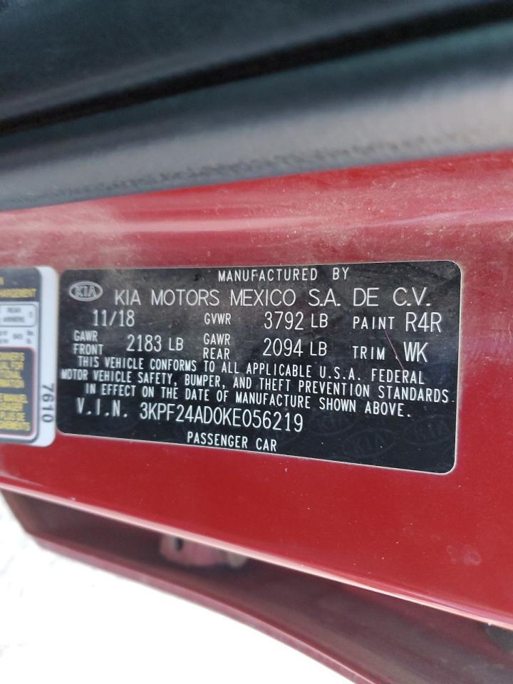2019 Kia Forte Fe VIN: 3KPF24AD0KE056219 Lot: 90517665