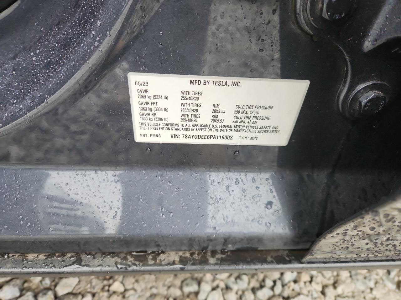 2023 Tesla Model Y VIN: 7SAYGDEE6PA116003 Lot: 85392635