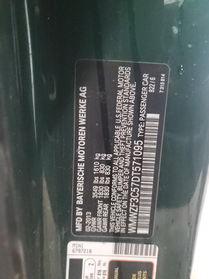 2013 Mini Cooper Clubman VIN: WMWZF3C57DT571095 Lot: 90816985