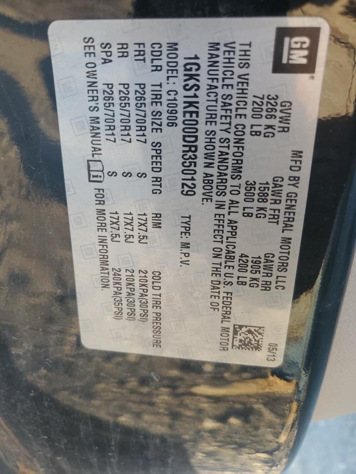 2013 GMC Yukon Xl C1500 Slt VIN: 1GKS1KE00DR350129 Lot: 82454215