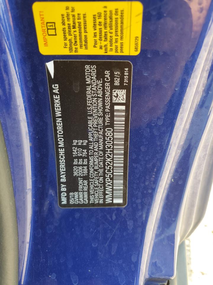 2019 Mini Cooper VIN: WMWXP5C52K2H30580 Lot: 85379375