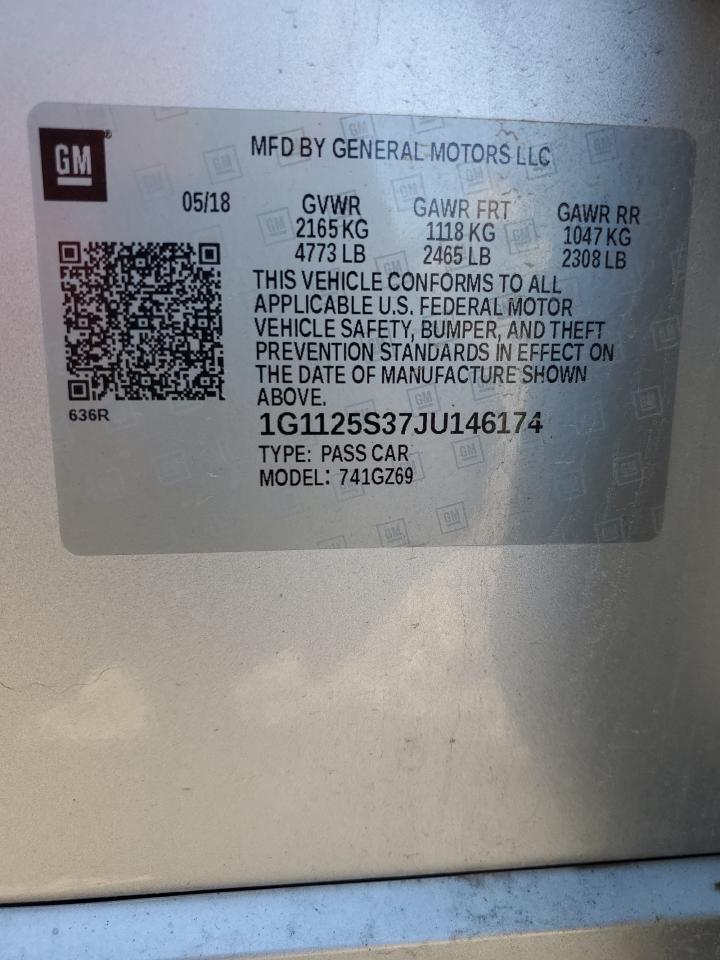 2018 Chevrolet Impala Premier VIN: 1G1125S37JU146174 Lot: 84290475