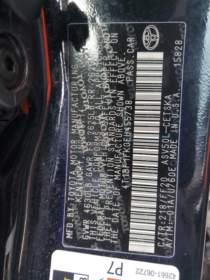 2014 Toyota Camry L VIN: 4T1BF1FK0EU455738 Lot: 85928405