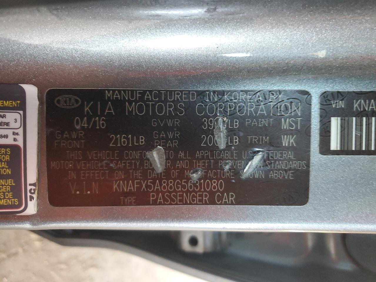 2016 Kia Forte Ex VIN: KNAFX5A88G5631080 Lot: 90904675