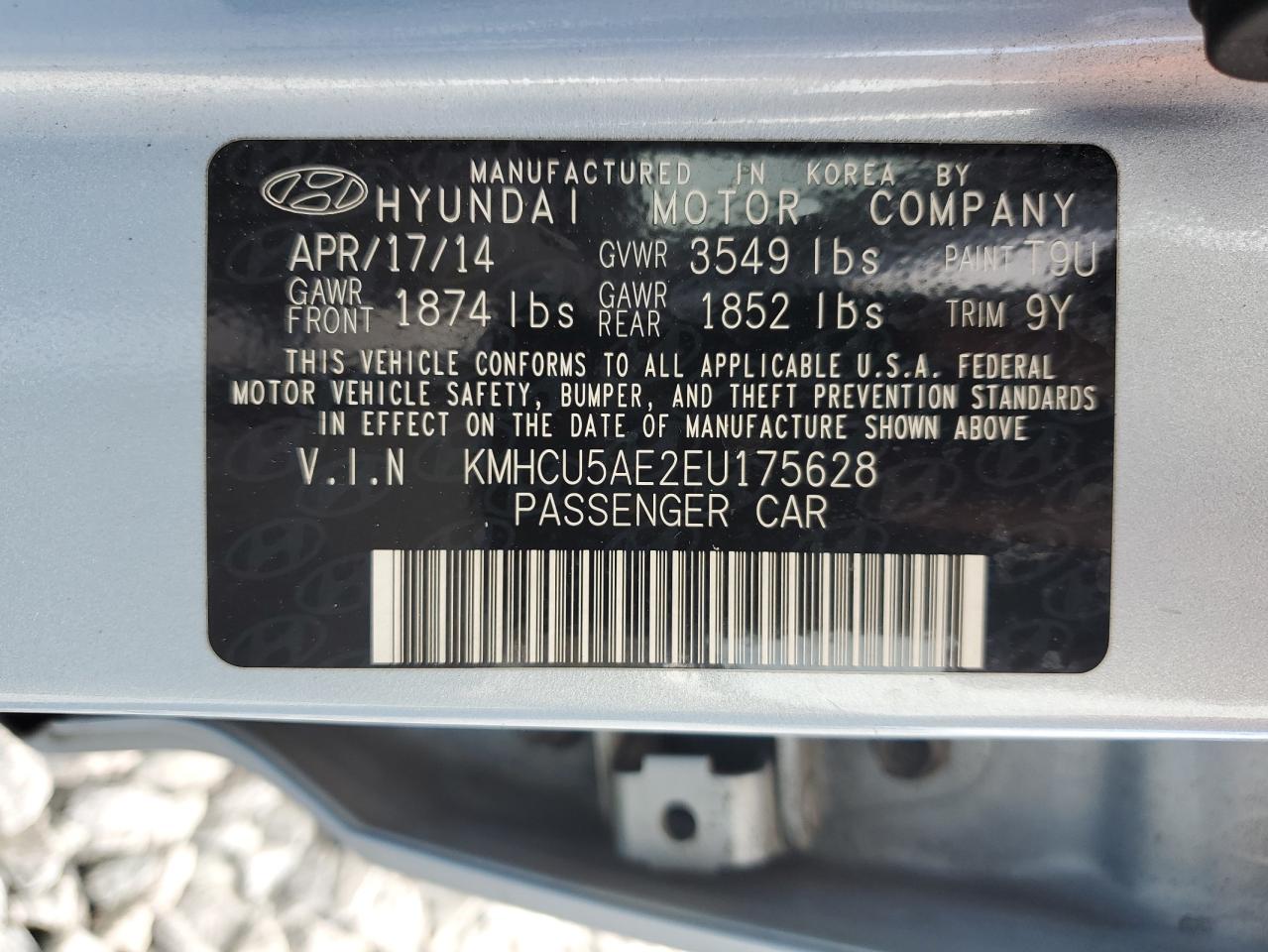 2014 Hyundai Accent Gls VIN: KMHCU5AE2EU175628 Lot: 86151395