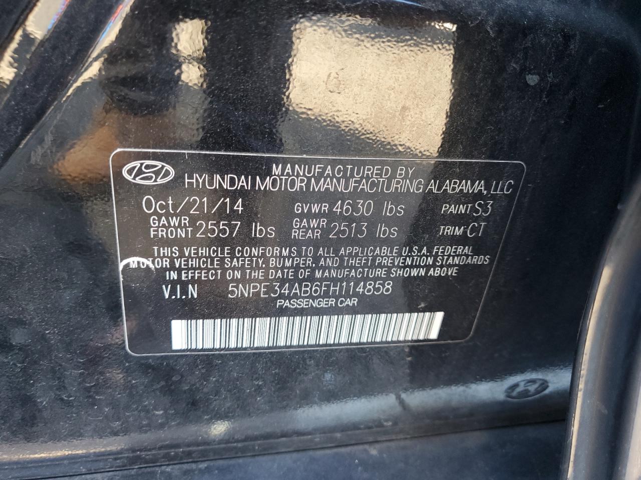 2015 Hyundai Sonata Sport VIN: 5NPE34AB6FH114858 Lot: 84452875