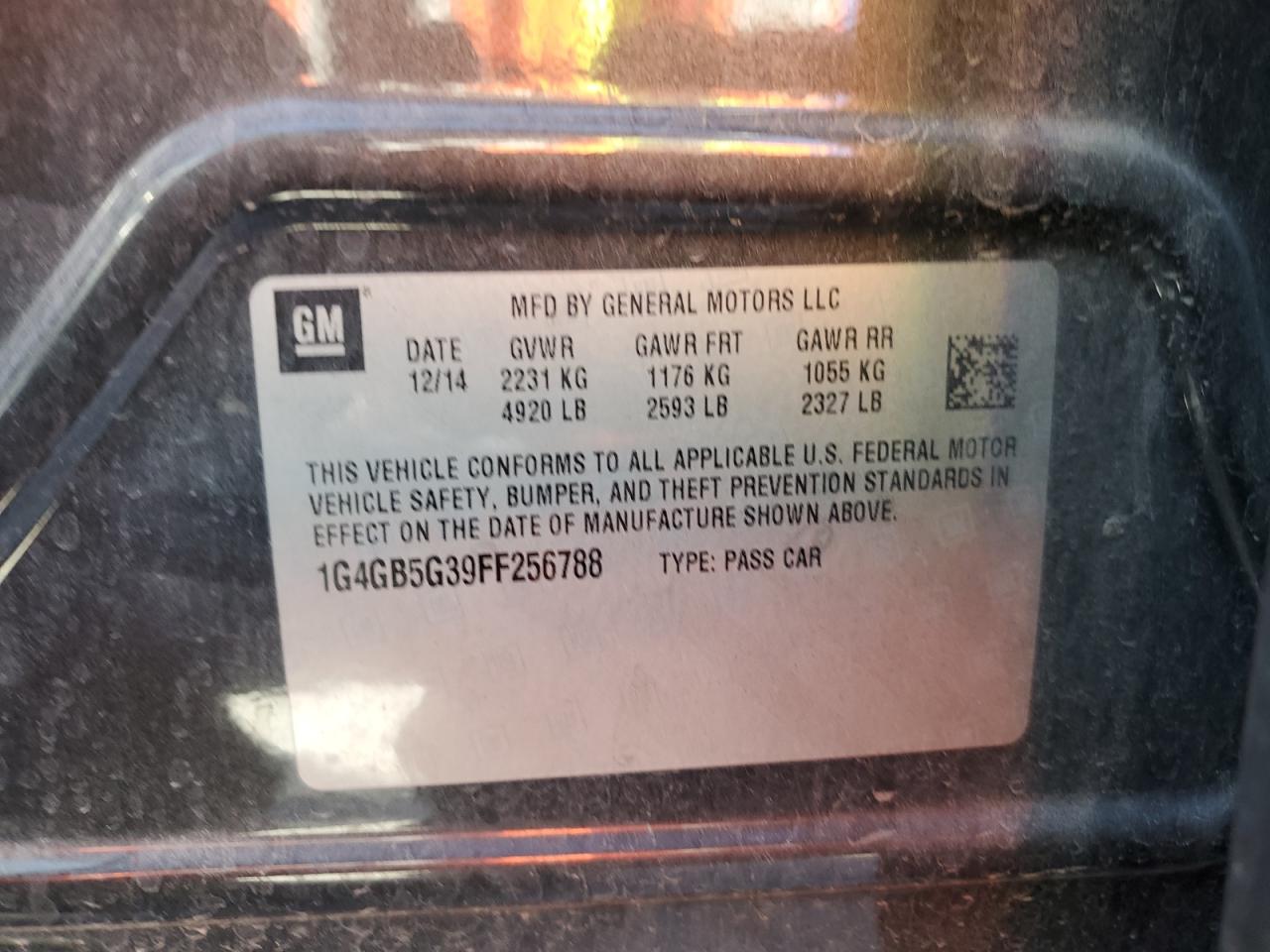 2015 Buick Lacrosse VIN: 1G4GB5G39FF256788 Lot: 89921585