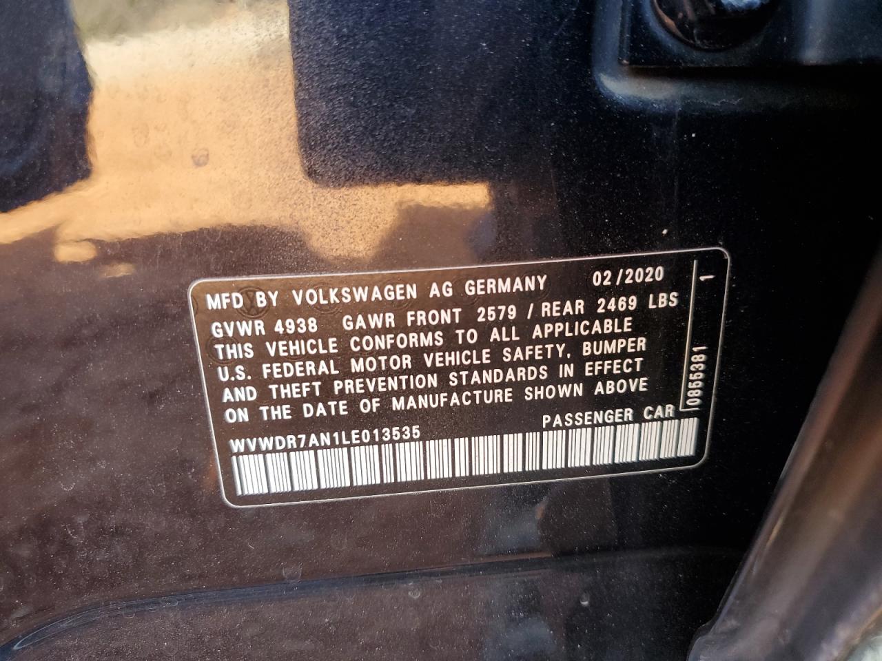 2020 Volkswagen Arteon Sel VIN: WVWDR7AN1LE013535 Lot: 82760595