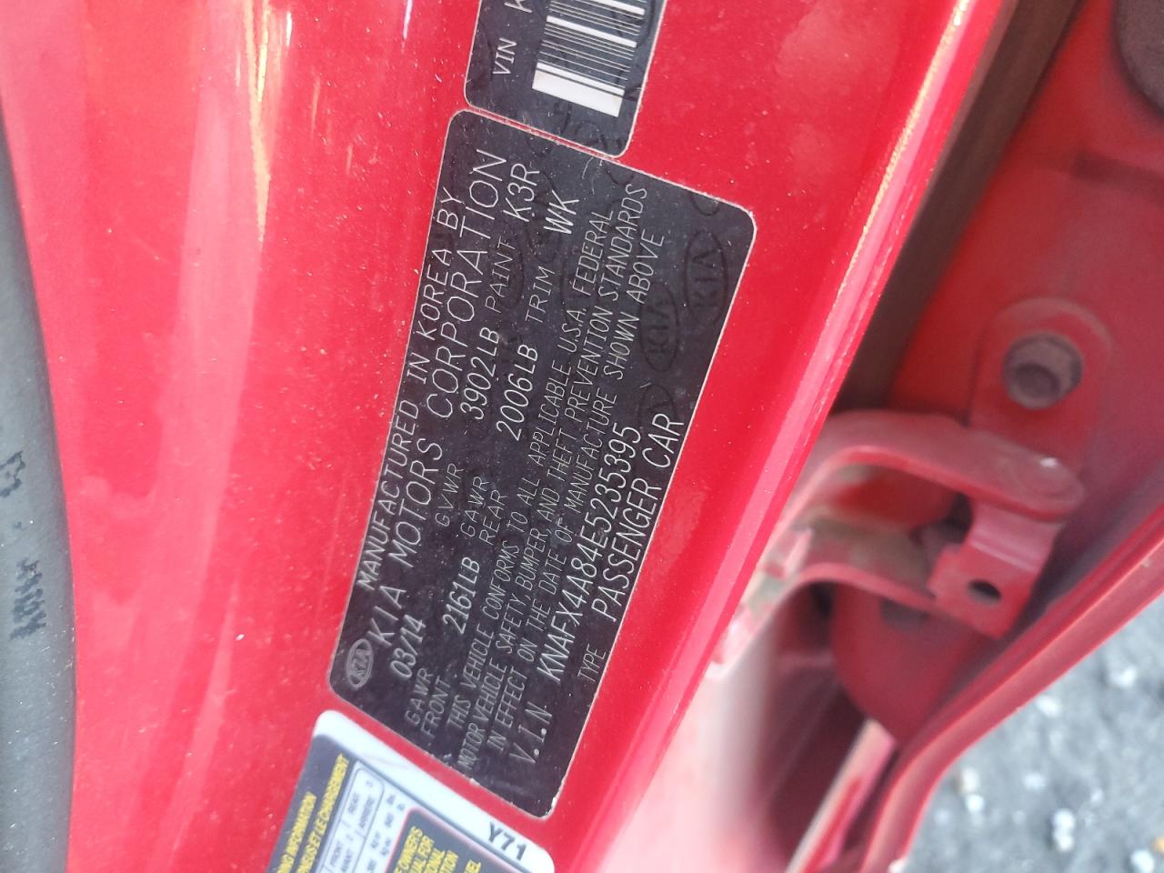 2014 Kia Forte Ex VIN: KNAFX4A84E5235395 Lot: 87265225