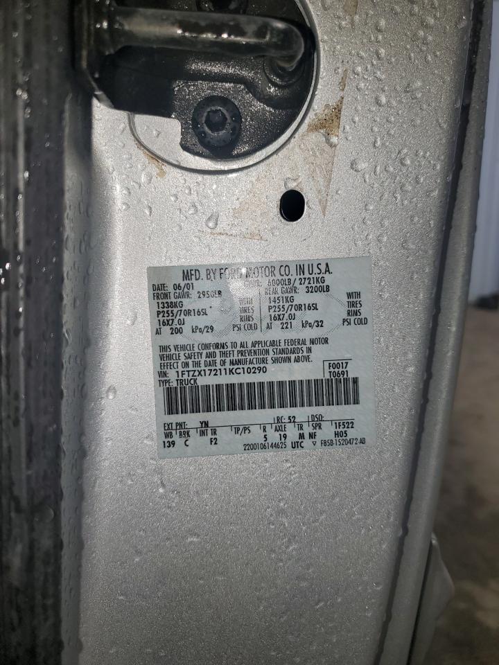 2001 Ford F150 VIN: 1FTZX17211KC10290 Lot: 90646285