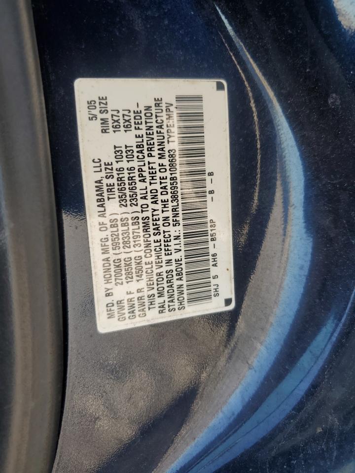 2005 Honda Odyssey Exl VIN: 5FNRL38695B108683 Lot: 87075395