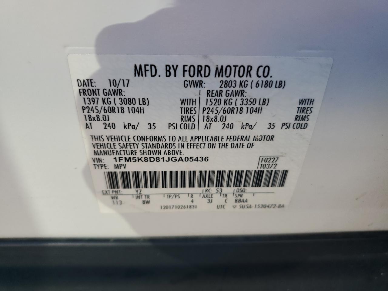 2018 Ford Explorer Xlt VIN: 1FM5K8D81JGA05436 Lot: 82279115