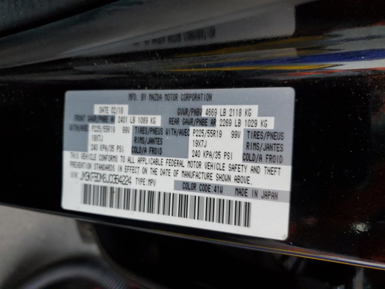 2018 Mazda Cx-5 Grand Touring VIN: JM3KFBDM8J0364224 Lot: 90309005