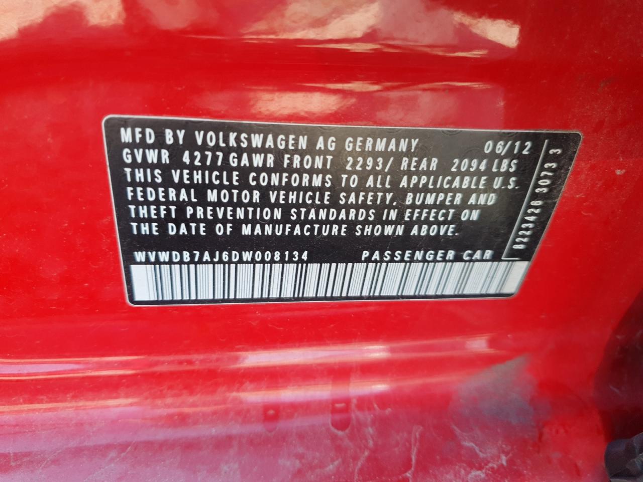 2013 Volkswagen Golf VIN: WVWDB7AJ6DW008134 Lot: 82007745