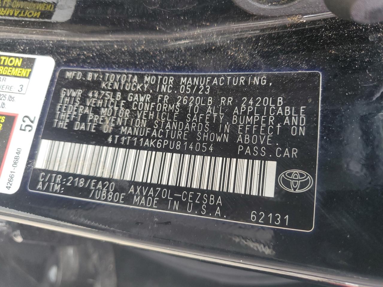 2023 Toyota Camry Se Night Shade VIN: 4T1T11AK6PU814054 Lot: 85527505