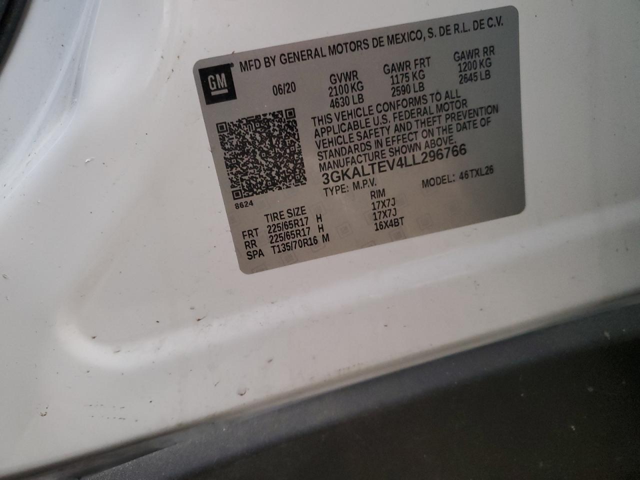 2020 GMC Terrain Sle VIN: 3GKALTEV4LL296766 Lot: 82673675