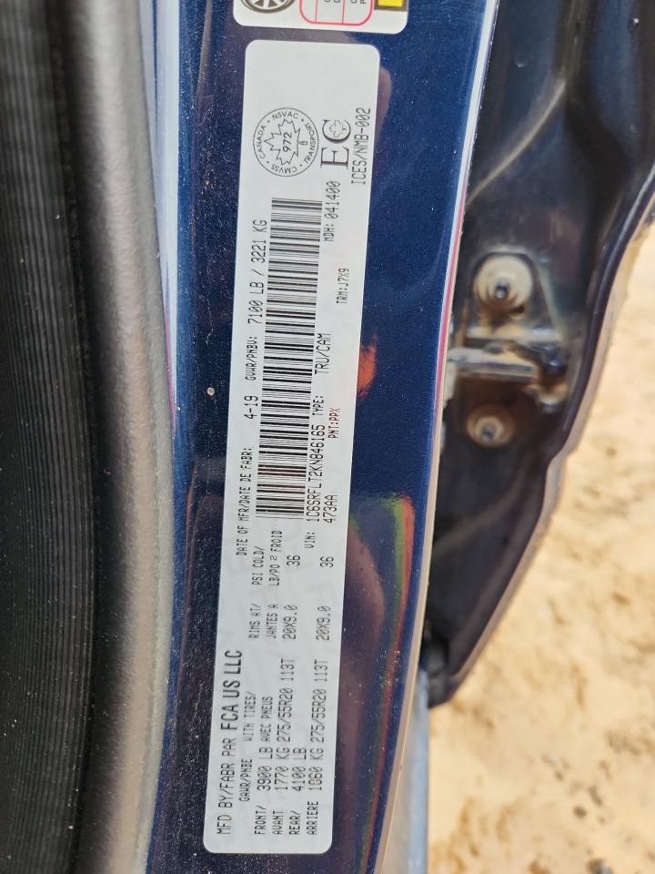 2019 Ram 1500 Rebel VIN: 1C6SRFLT2KN846165 Lot: 85540155